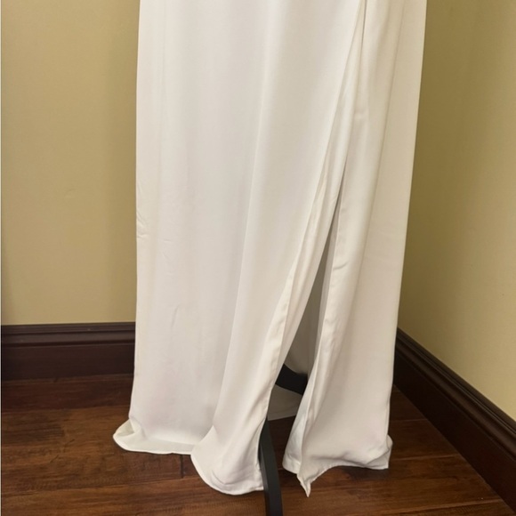 Lulus Picture Perfect Satin Long Maxi Skirt, Off White Cream, Size L, NWT - Picture 8 of 14